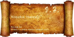 Voszka Hannó névjegykártya